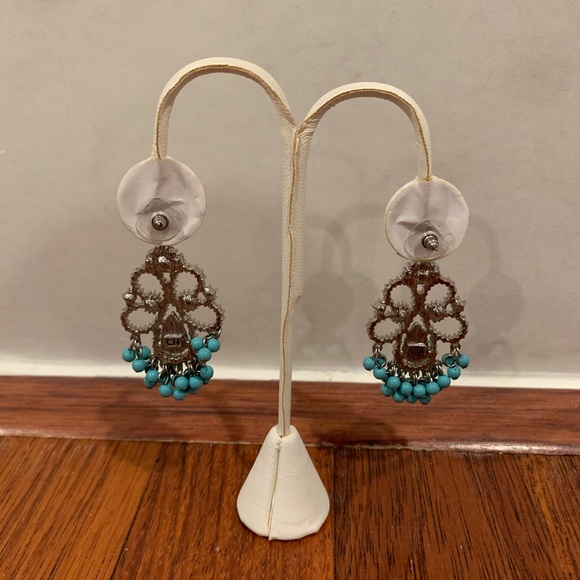 Turquoise and Rhinestone Earrings-NEW! - Picture 2 of 2